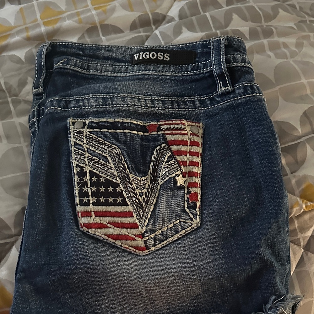 Vigoss Women's Blue Jeans with Flag Pocket